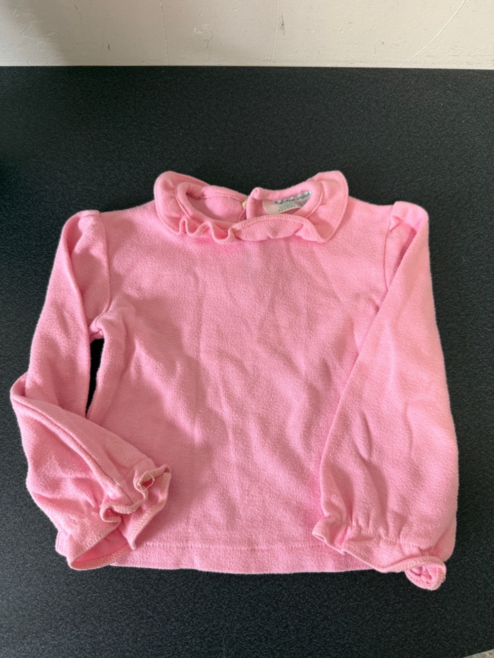Girls' Long Sleeve Ruffle Collar Top in Pink 80’s